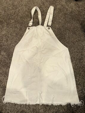 PacSun White Denim Overall Dress with Adjustable Buckles